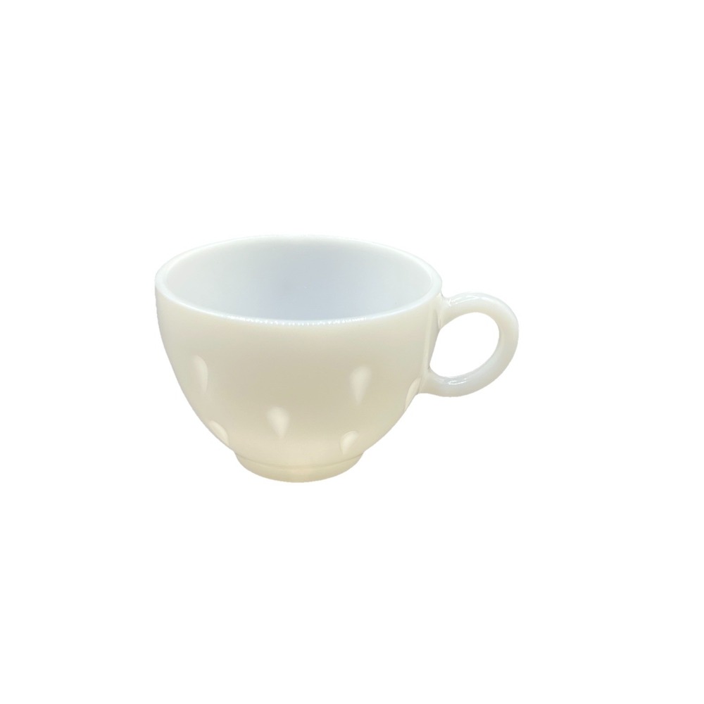 Vintage HAZEL‎ ATLAS Milk Glass Punch Snack Glass In Strawberry Seed Pattern